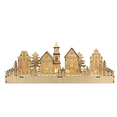 Image of Selections Pre Lit LED Wooden Traditional Christmas Village Scene Decoration