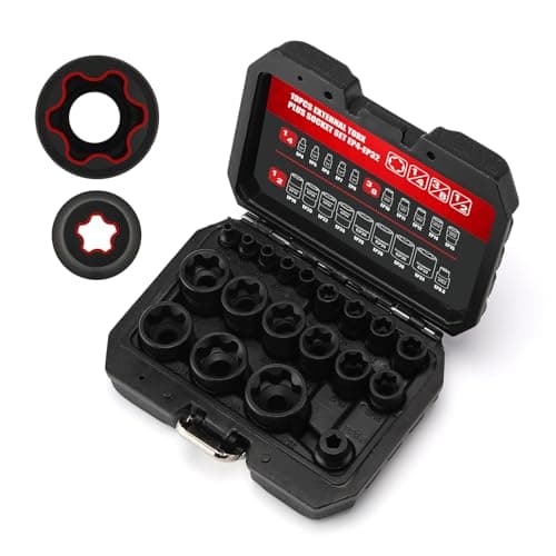Image of CASOMAN 19PCS External Torx Plus Socket Set, 6/5 Point EP Socket EP4-EP32 with 1/2''/3/8'' & 1/4'' Dr, Compatible with Tesla, Cr-V Steel