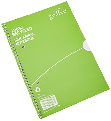 Image of Graffico Recycled Spiral Bound Notebook 100 Pages A5 (Pack of 10)