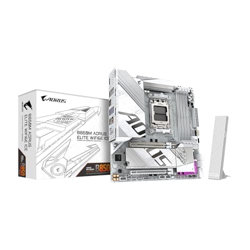 Image of GIGABYTE B850M AORUS Elite WIFI6E ICE AMD AM5 mATX Motherboard, Support AMD Ryzen 9000/8000/7000 Series, DDR5, 12+2+2 Power Phase, 2X M.2, PCIe 5.0, USB-C, WIFI6E, 2.5GbE, EZ-Latch, 5-Year Warranty
