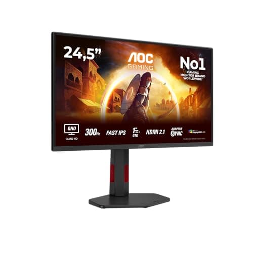 Image of AOC Q25G4SR 24.5 inch WQHD Gaming Monitor 300Hz, Fast IPS Panel, 0.3ms MPRT, Adaptive Sync, HDR400, G-Sync Compatible, Height Adjustment, Speakers, (2560x1440 HDMI 2x 2.1 DP 1x 1.4) Black