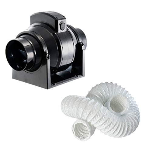 Image of Manrose MF100T in-Line Mixed Flow Extractor Fan 100mm / 4 inch (Timer Model) + 3m Flexible Ducting