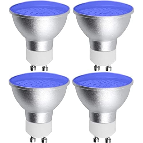 Image of Bonlux GU10 Blue LED Spotlight Bulbs, 5W gu10 Blue Coloured Spot Light AC 220-240V 120 Degree Beam Angle 50W MR16 GU10 Halogen Replacement for Wall Washer Lamps Landscape Lighting, 4-Pack