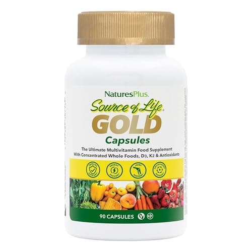 Image of NaturesPlus Source of Life Gold Capsules - Whole Food Based Multivitamin for Men and Women, Energy, Immune, Focus - Gluten Free, Vegan - 90 Capsules