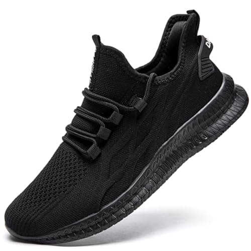 Image of JUEQIBAA Mens Trainers Running Shoes Lightweight Walking Sneaker Fitness Gym Slip on Trainers Tennis Shoes Sports Jogging Trainers Black Size 12 UK(Label Size:47)