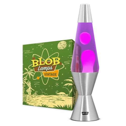 Image of Blob Lamps® Liquid Motion Lamp Vintage Pink Wax Purple Liquid Polished Metal Base & Cap 14.5” Mood Lamp Light
