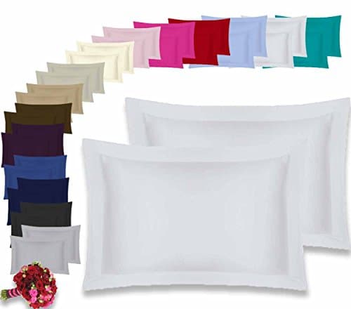 Image of Oxford Pair Pillow Cases 100% Percale 180 Thread Count Hotel Quality * Textile.Plus* (Oxford White)