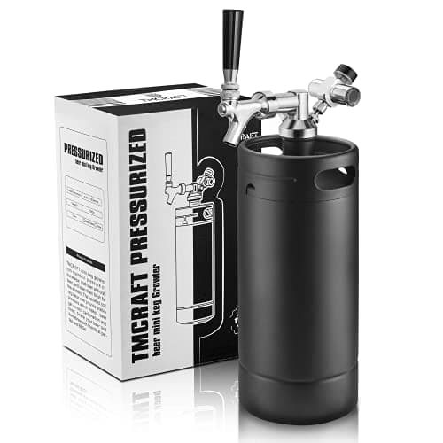 Image of TMCRAFT - 4 litre Mini Keg Growler - pressurized stainless steel domestic keg kit system to keep beer fresh and carbonated (matte black)