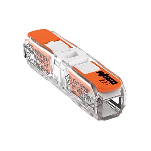 Image of WAGO 221-2401 | Lever-Nuts Inline Splicing Connector | for Solid and Stranded Conductors | 2-Conductor with Operating levers | 24-12 AWG | Transparent housing | White Cover | [Bag of 500 Pieces]
