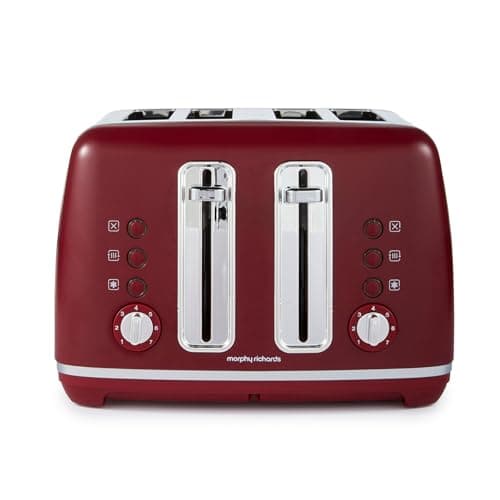 Image of Morphy Richards Accents Toaster 4 Slice Toaster, Variable Browning, Wide Slots, High Lift, Illuminated Buttons, Removable Crumb Tray, Cancel, Reheat, Defrost, Integrated Cord Storage, Rhubarb, 242051