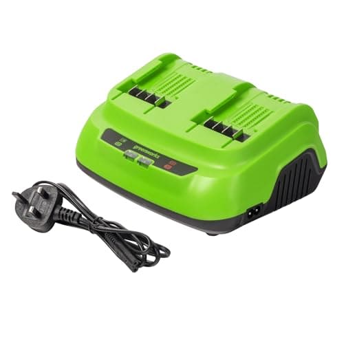 Image of Greenworks 24V 8A 200W Dual port Rapid Charger, Adapt for All Grenworks 24V Batterise, 3 Year Warranty, G24X2C8/C2020BE