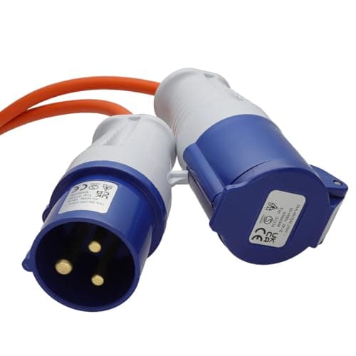 Image of kenable Caravan Motorhome Electric Hook Up Cable 3 Pin CEE 16A Mains Extension Lead 1.5mm² Orange 5m