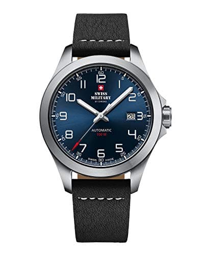 Image of Swiss Military by Chrono Men's Analogue Automatic Watch with Leather Strap SMA34077.02