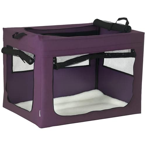 Image of PawHut 80cm Pet Carrier, Cat Carrier Cat Bag, Pet Travel Bag w/ Cushion, Carry Bag, for Small and Medium Dogs - Purple