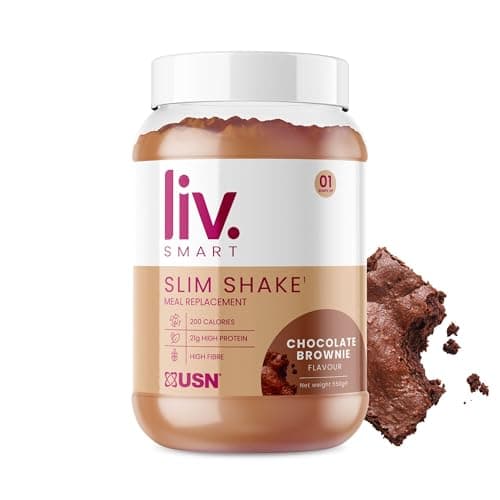 Image of USN Liv.Smart Slim Shake Chocolate Brownie 550g - High Protein (21g) Meal Replacement Shake & Weight Loss Support - Low in Sugar & Suitable for Vegetarians, 10 Servings
