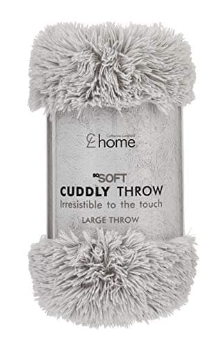 Image of Catherine Lansfield Cuddly Deep Pile 150x200cm Blanket Throw Silver Grey