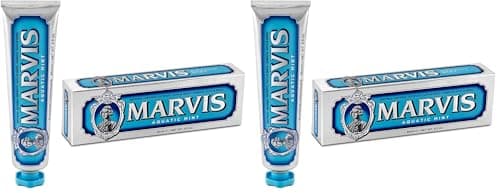 Image of Marvis Aquatic Mint Toothpaste, 85 ml, Sensational Flavoured Toothpaste Helps Remove Plaque & Promote Healthy Gums with Long-Lasting Freshness (Pack of 2)