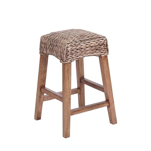 Image of JONATHAN Y CSL1101A Maui 25.5" Rustic Bohemian Hyacinth/Wood Backless Counter Stool for Home, Kitchen, Dining Room, Workspaces, Cafes and Resturants, Brown Wash Woven Seat with Natural Wood Frame