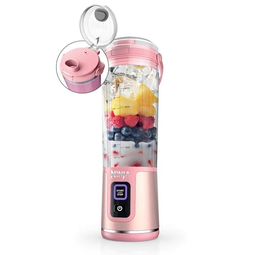 Image of Ninja Blast Portable Blender, Cordless, 18oz. Vessel, Personal Blender For-Shakes and Smoothies, BPA Free, Leakproof-Lid and Sip Spout, USB-C Rechargeable, Dishwasher Safe Parts, Tinted Pink, BC151PK