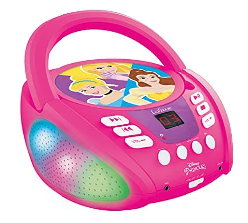 Image of Lexibook - Disney Princess - Bluetooth CD player for kids – Portable, Multicoloured light effects, Microphone jack, Aux-in jack, AC or battery-operated, RCD109DPLXB