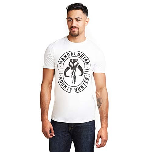 Image of Star Wars Men's Mandalorian - Emblem T Shirt, Emblem White, S UK