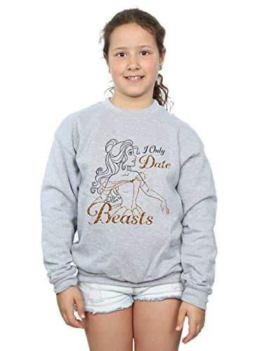 Image of Disney Princess Girls Belle I Only Date Beasts Sweatshirt 7-8 Years Sport Grey