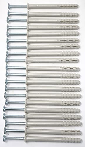 Image of fiXte Hammer Type Solid Wall Fixing with Nylon Plug, M6 x 70mm (1/4 inch x 2.3/4 inch) - Pack of 20 Off White