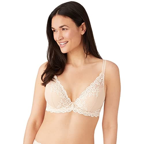 Image of Wacoal Women's Embrace Lace Contour Bra Plunge, Natural Nude/Ivory, 32C