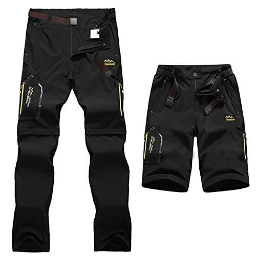 Image of 7VSTOHS Mens Zip Off Convertible Quick Dry Hiking Trousers Breathable Lightweight Outdoor Casual Climbing Walking Trousers,UK 34 (fit waist 33"-34), Black