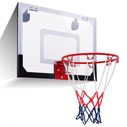 Image of COSTWAY Mini Basketball Hoop, 45 x 30cm Wall Mounted Basketball Backboard, Indoor Outdoor Sports Game for Kids Adults, 9” Rim