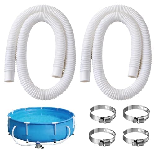 Image of Wxeadu 2 Pcs Swimming Pool Replacement Hoses, 1.5m Above Ground Pool Hoses Replacement, Pool Pump Hose with 4 Metal Clamp, 32mm Clear PVC Water Drain Hose for Garden, Outdoor
