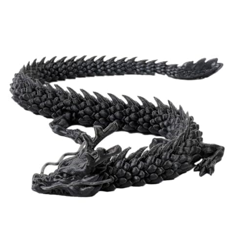 Image of dijiusidy Joint Movable Dragon Model Exquisite 3D Printed Chinese Dragon Ornaments Toy 3D Printed Articulated Dragon Plastic, black, 45CM