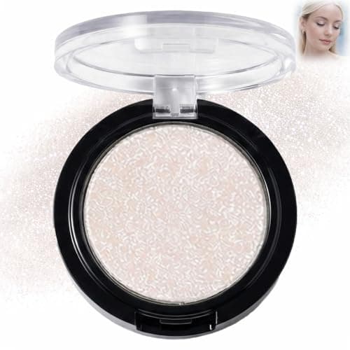 Image of Ice Crystal Shimmer Eyeshadow – Silver White Glitter Pressed Powder for Light-Reflective Eye Makeup, Buildable Sparkle with Smooth Blendable Texture, Compact Single Shade Design