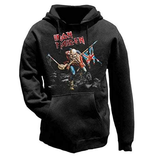 Image of Rock Off officially licensed products Iron Maiden The Trooper Eddie Bruce Dickinson Official Unisex Hoodie Hooded Top (Medium) Black