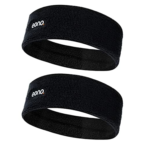 Image of Eono Elastic Sports Headband 2Pack Unisex High Absorption Sweat Band Hair Band for Running, Fitness, Tennis & Outdoor Activities