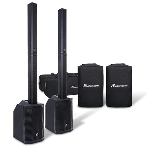 Image of Studiomaster Direct 121MX 12" Active Column Array Speaker System (Pair) with Built-in 4 Channel Mixer Amp