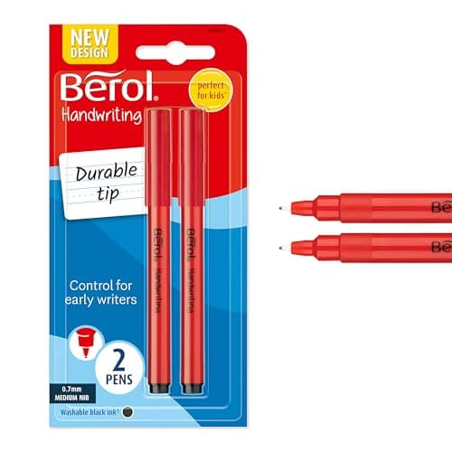 Image of Berol Handwriting Pens | Round Shape is Easy to Hold | Washable Black Ink | Bright Barrels | 2 Count