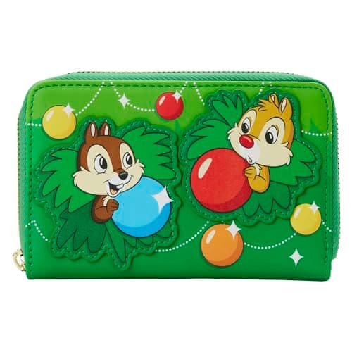 Image of Loungefly Disney Chip and Dale Ornaments Ziparound Wallet, Multicolored, Standard, Zippered Wallet