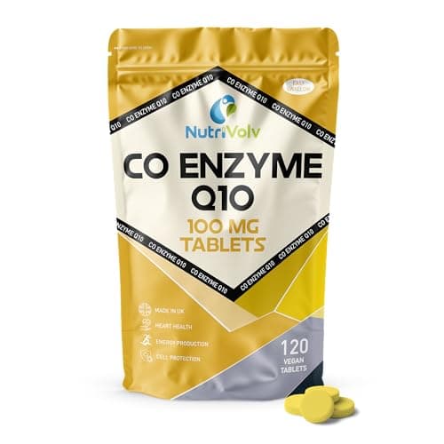 Image of Ubiquinone Co Enzyme Q10 100mg | 120 Tablets | Vegan | Naturally Fermented High Absorption Coenzyme CoQ10 Tablets | Popular for Statin Users | Oxidative Stress Protection | Made in UK | by NutriVolv