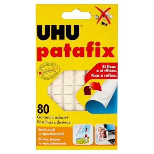Image of UHU Patafix D1620 - Removable adhesive rubber, White, pack of 80 rubber