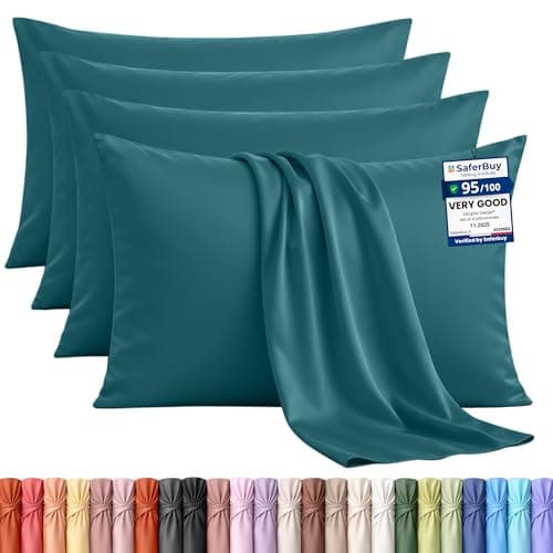 Image of Utopia Bedding - 4 Pack Pillow Cases - OEKO-TEX - Standard Size 50x75 cm - 100% Brushed Microfiber Pillowcases with Envelope Closure, pillows not included - Wrinkle, Fade, & Stain Resistant - Teal