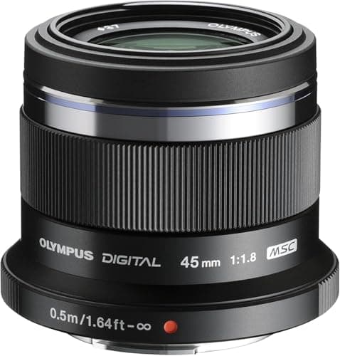 Image of Olympus M.Zuiko Digital 45 mm F1.8 Lens, Fast Fixed Focal Length, Suitable for All MFT Cameras (OM SYSTEM OM-D & PEN Models, Panasonic G-Series), Black