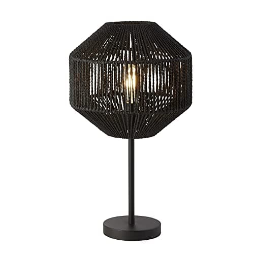 Image of Searchlight Wicker 1 Light Table Lamp, Black Wicker