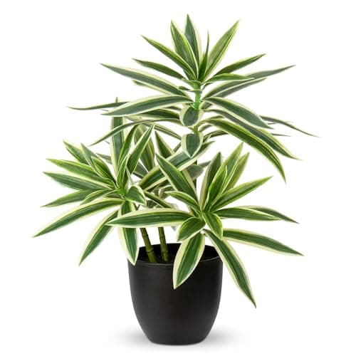 Image of Oairse 41cm Fake Plants in Black Pots Artificial Dracaena Plant Decorative Fake Potted Plants Realistic Faux Indoor Plant For Home Bathroom Living Room Kitchen Shelf Table Decoration