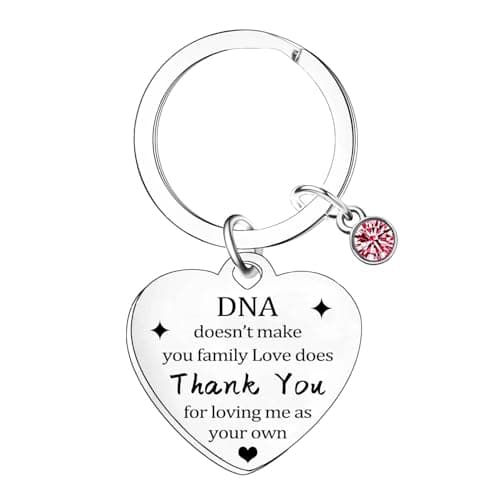 Image of Tihnvk Step Mum Keyring Mother’s Day Gift DNA Doesn't Make You Family Love Does Keyring Step Mum Birthday Gift