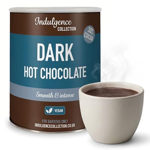 Image of Indulgence Collection Dark Hot Chocolate 2kg, 80 Servings – Fairtrade and Vegan Cocoa Powder – Rich and Velvety Drinking Chocolates, Perfect for Any Occasion