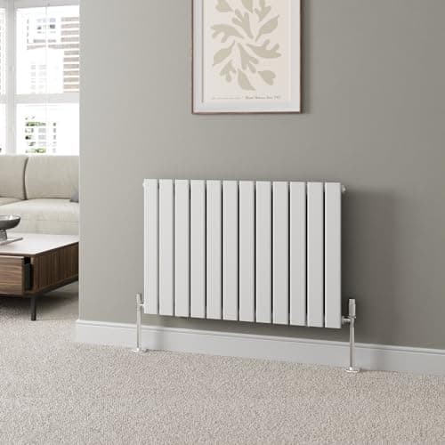 Image of DuraTherm® 600 x 908mm White Horizontal Designer Radiator Single Column Flat Panel Modern Central Heating Panels Bathroom Radiators