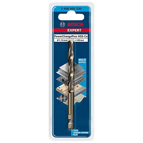 Image of Bosch 1x EXPERT Power Change Plus Pilot Drill Bit, HSS-Co 7.15 x 105 mm (for Stainless steel sheets, Metal pipes and profiles, Ø 7,15 mm, Professional Accessory Rotary Drill/Drivers)
