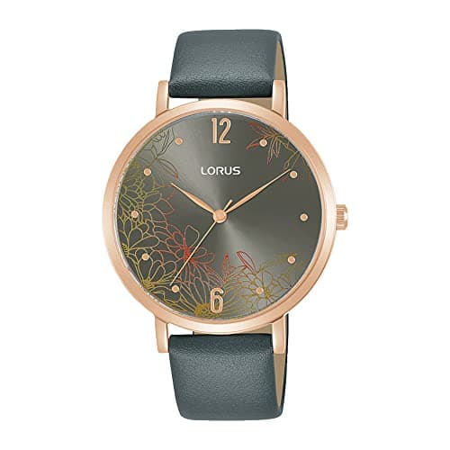 Image of Lorus Unisex Analog-Digital Watch with Leather Strap, RG294TX9, Grey Sunray Dial, Water Resistant to 50m