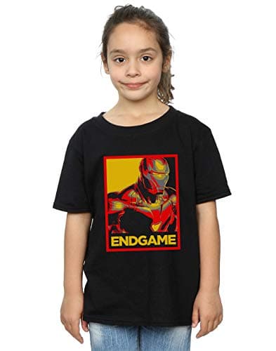 Image of Marvel Girls Avengers Endgame Iron Man Poster T-Shirt Black 9-11 Years